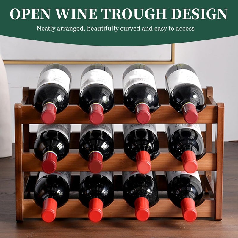 windforgecraft Wine Rack Sturdy and Durable Countertop Wine Storage Cabinet Shelf Free Standing Storage Shelves Small Space Wine Bottles Holder Stackable Modular Wine Rack for Kitchen Pantry Cellar Bar (Three-layer) - Image 3