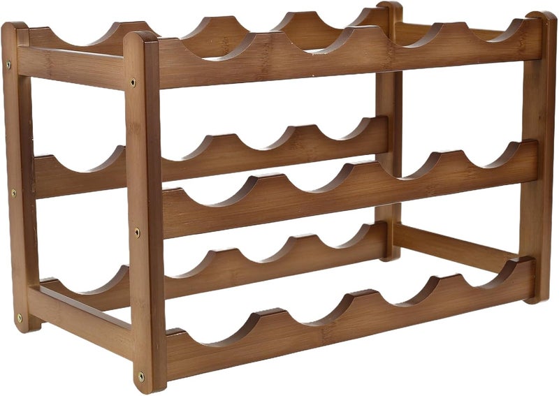 windforgecraft Wine Rack Sturdy and Durable Countertop Wine Storage Cabinet Shelf Free Standing Storage Shelves Small Space Wine Bottles Holder Stackable Modular Wine Rack for Kitchen Pantry Cellar Bar (Three-layer) - Image 1