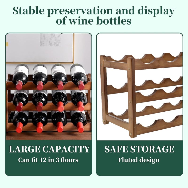 windforgecraft Wine Rack Sturdy and Durable Countertop Wine Storage Cabinet Shelf Free Standing Storage Shelves Small Space Wine Bottles Holder Stackable Modular Wine Rack for Kitchen Pantry Cellar Bar (Three-layer) - Image 5