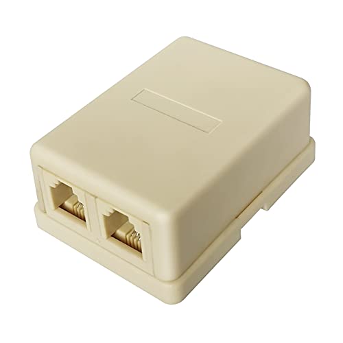 NECABLES Phone Jack Surface Mount Dual Port Telephone Jack Box 4 Screw Terminals to 2 RJ11 6P4C Female Ivory - Image 5