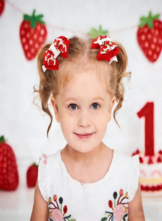 مشابك شعر على شكل فيونكة فراولة، زينة عيد الميلاد الأول، زينة حفلة عيد ميلاد "حلو" بنكهة الفراولة، إكسسوارات شعر بنكهة الفراولة - Image 3