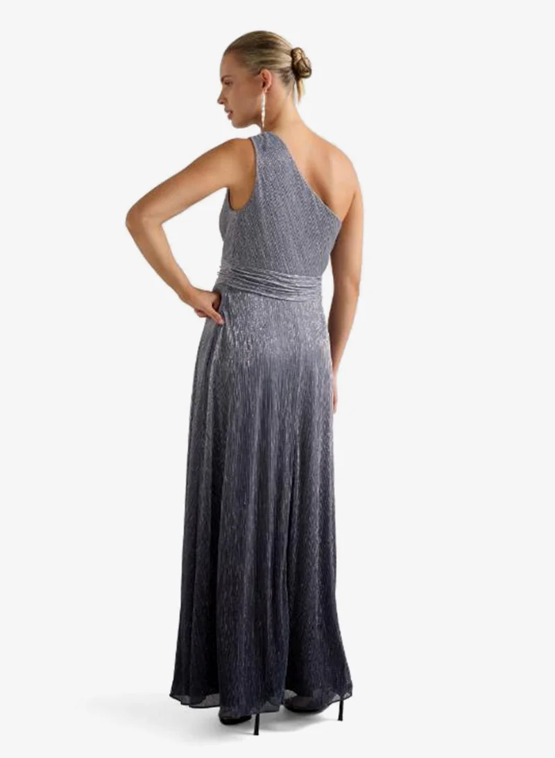 forever new Billie One Shoulder Front Slit Plisse Maxi Dress