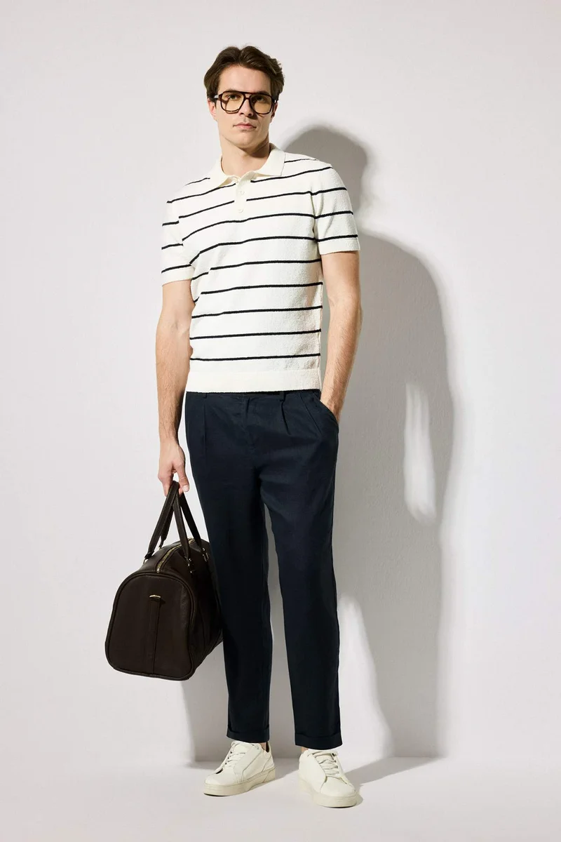 Defacto Standard Fit Polo Collar Knitwear Short Sleeve Polo T-Shirt