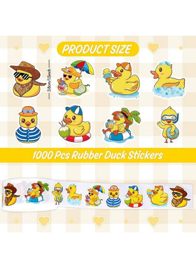 وولاين 1000 قطعة من ملصقات البط الصفراء اللطيفة المطاطية، ملصقات هدايا بطة صيفية مضحكة لحفلات أعياد الميلاد ومستلزمات زجاجات المياه ودفتر القصاصات - Image 2