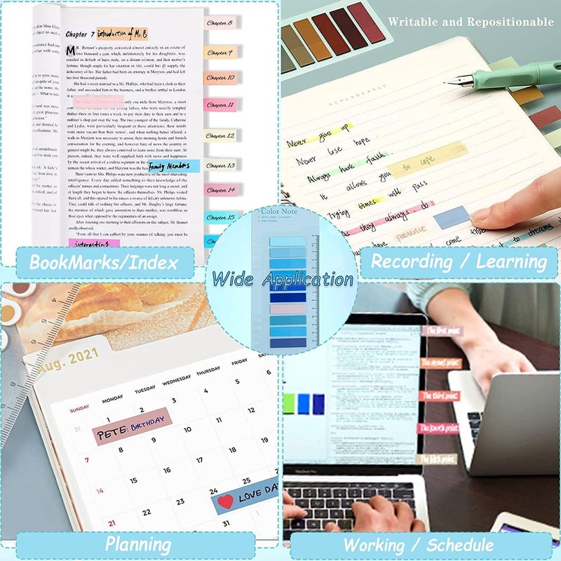 THECLOUDMALL ® Sticky Tabs Sticky Index Tabs for Annotating Books Page Markers Transparent Sticky Notes Colorful Morandi Sticky Book Tabs (3 Packs | 600 Pcs) - Image 4