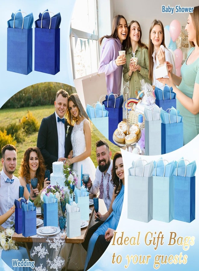 Kolldenn 50 Set Gradient Blue Gift Bags with Tissue Paper 8.27 x 5.91 x 3.15 Inch Small Paper Bags with Handles Thank You Gift for Baby Shower Bridal Shower Wedding Party Favors Goodies - Image 5