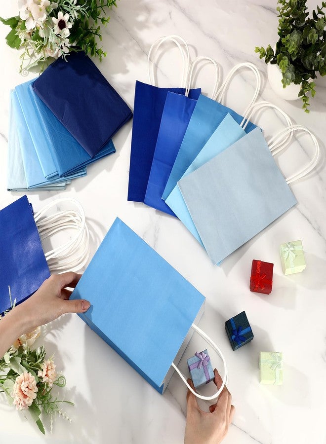Kolldenn 50 Set Gradient Blue Gift Bags with Tissue Paper 8.27 x 5.91 x 3.15 Inch Small Paper Bags with Handles Thank You Gift for Baby Shower Bridal Shower Wedding Party Favors Goodies - Image 4