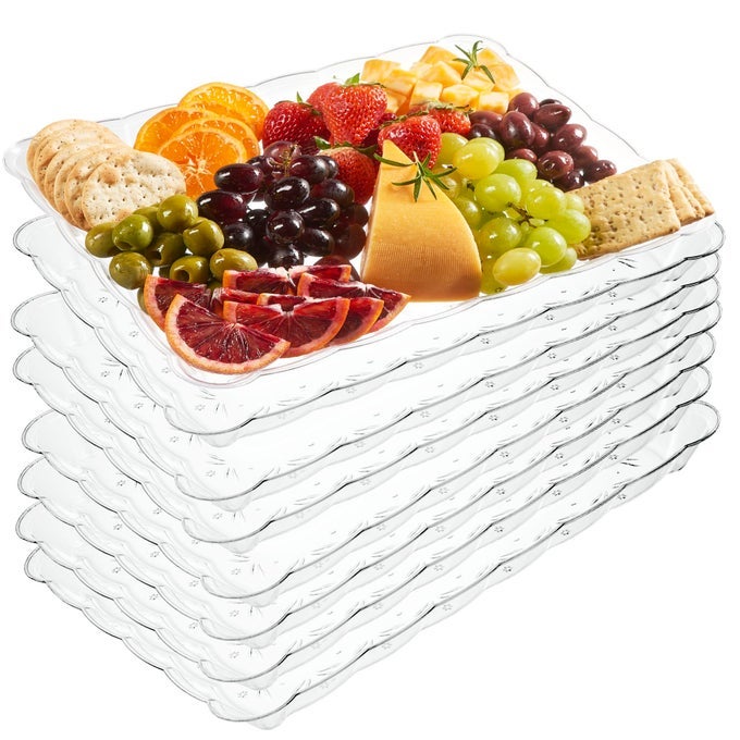 PLASTIC SERVING TRAYS SERVING PLATTERS RECTANGLE 9X13 DISPOSABLE PARTY DISH 8 CLEAR