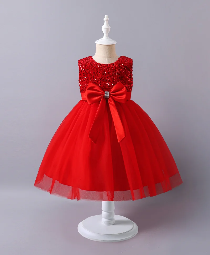 Mark & Mia Mark & Mia Sequins Embellished & Bow Detailed Sleeveless Tulle Dress - Red