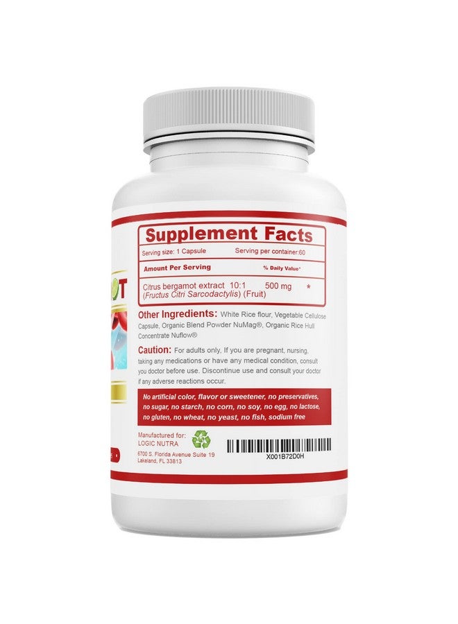 Logic Nutra Citrus Bergamot Complex 1000mg Serving (2 Caps) - Contains Citrus Bergamonte Extract 10:1 - Citrus Bergamia Patented Blend - Vegan and Non-GMO - 60 Capsules - Image 2