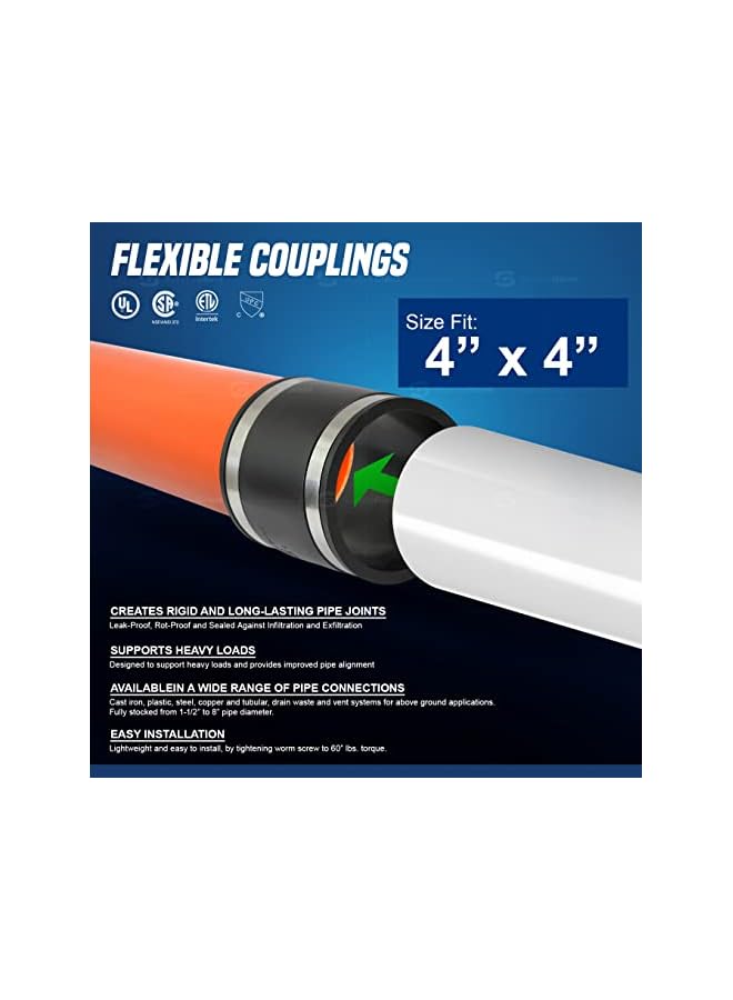 6I49 Flexible Pvc Coupling With Stainless Steel Clamps 4 Inch Black