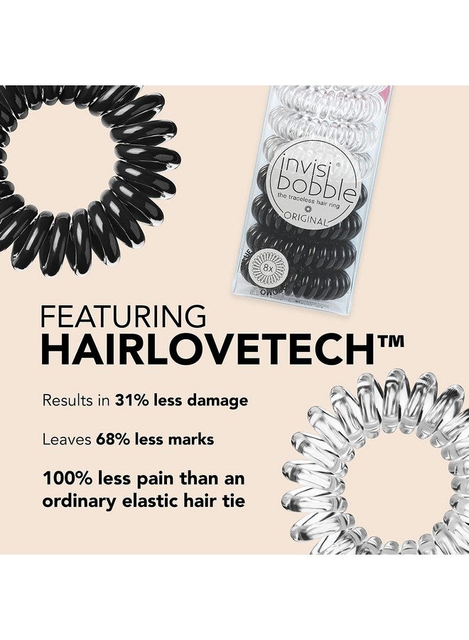 إنفيزيبوبل ربطات شعر حلزونية أصلية لا تترك أثرًا، حزمة مكونة من 8 قطع من إكسسوارات لفائف قبضة مرنة قوية وشفافة وحقيقية باللون الأسود للنساء، غير مبللة ولطيفة للفتيات المراهقات والشعر السميك - Image 4