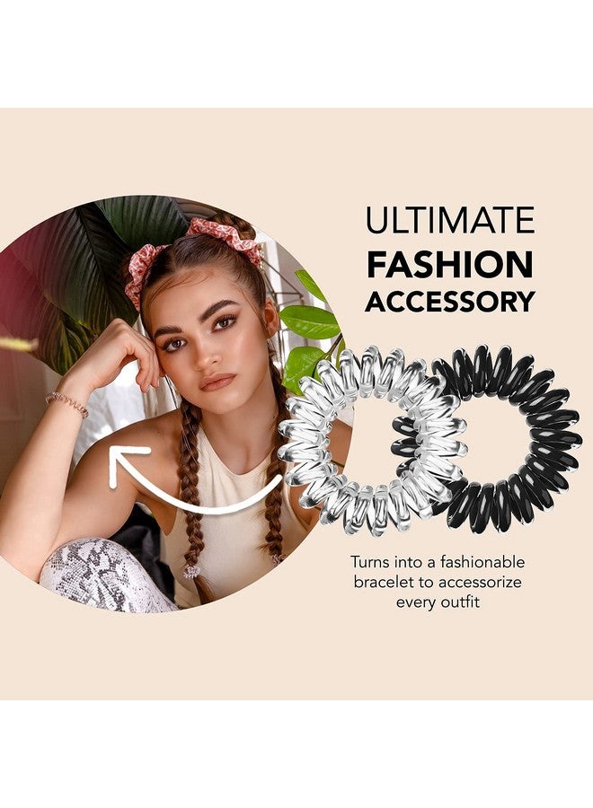 إنفيزيبوبل ربطات شعر حلزونية أصلية لا تترك أثرًا، حزمة مكونة من 8 قطع من إكسسوارات لفائف قبضة مرنة قوية وشفافة وحقيقية باللون الأسود للنساء، غير مبللة ولطيفة للفتيات المراهقات والشعر السميك - Image 5