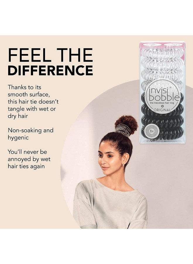 إنفيزيبوبل ربطات شعر حلزونية أصلية لا تترك أثرًا، حزمة مكونة من 8 قطع من إكسسوارات لفائف قبضة مرنة قوية وشفافة وحقيقية باللون الأسود للنساء، غير مبللة ولطيفة للفتيات المراهقات والشعر السميك - Image 3