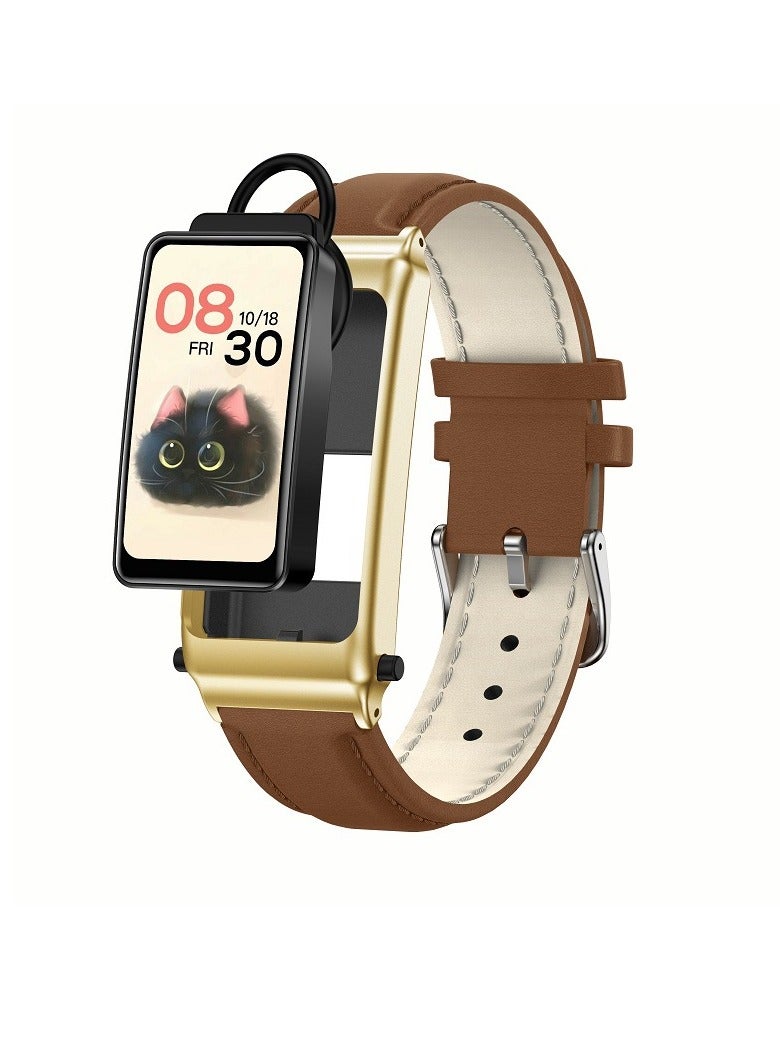 K80 Smart Bracelet, Fitness Sports Smart Watch, Lightweight And Comfortable Smart Health Monitoring Watch With Heart Rate Temperature Measurement, (1pc, Brown, Leather Strap)