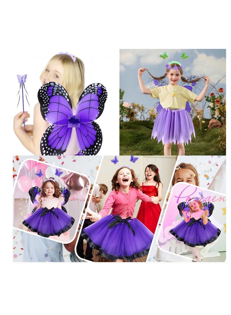 Zikra Electric Fairy Wings for Girls 5Pcs Light-Up LED Wings Luminous Dress Wings Wand Headband Perfect for Dress-Up Parties Fun Magical - Image 4