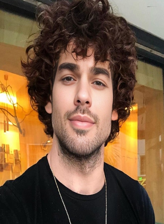 QUEENTAS Brown Men Wig Short Curly Hair Wig for Men Synthetic Costume Anime Wigs for Cosplay Daily Use - Image 1