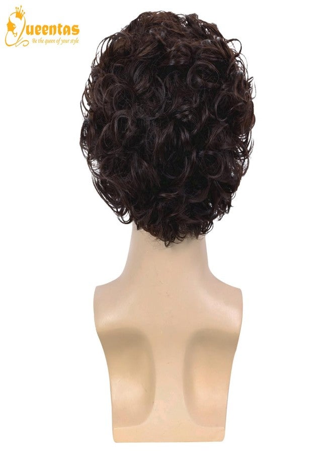 QUEENTAS Brown Men Wig Short Curly Hair Wig for Men Synthetic Costume Anime Wigs for Cosplay Daily Use - Image 5