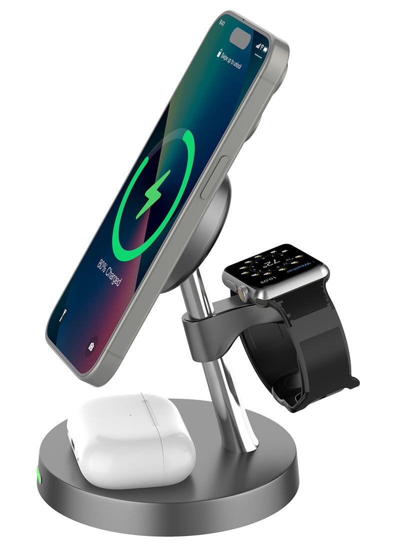 NOXO WCHN-2 5-in-1 Magnetic Wireless Charger – Fast Multi-Device Charging with LED Night Light - White - Image 1