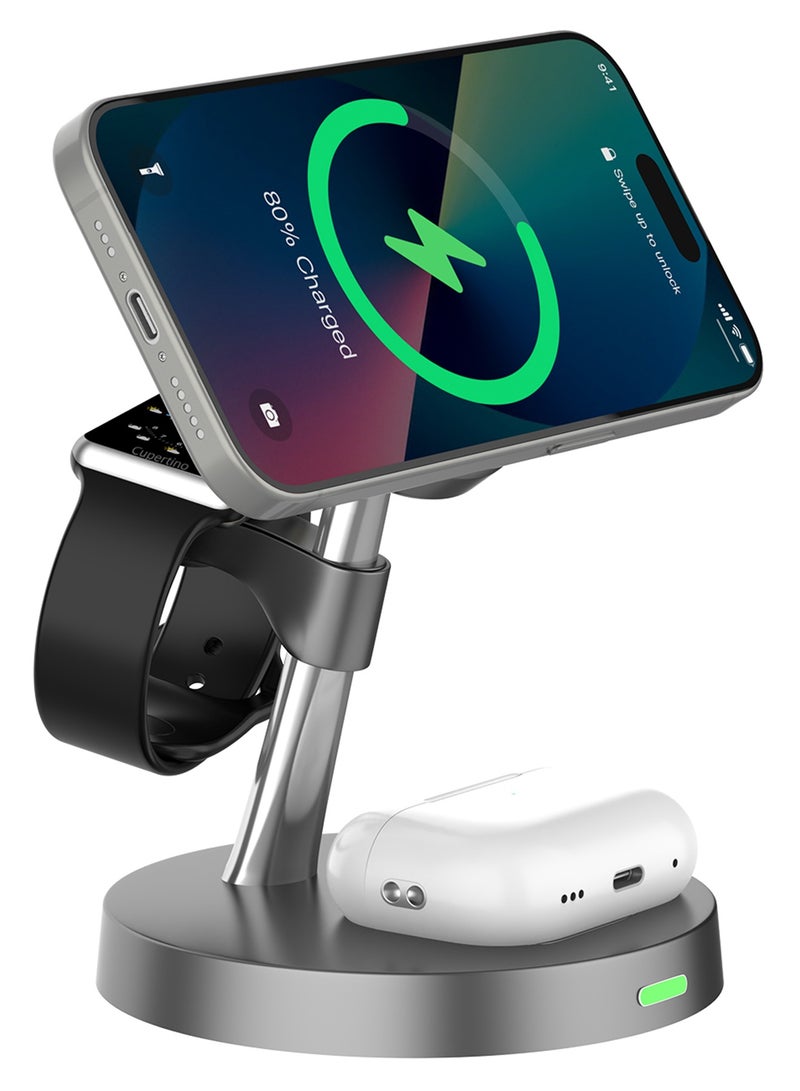 NOXO WCHN-2 5-in-1 Magnetic Wireless Charger – Fast Multi-Device Charging with LED Night Light - White - Image 3