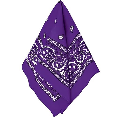 Amscan Purple Premium Bandana - 20" x 20" (1 Count) - Vibrant & Soft Polyester - Ideal For Fashion, Outdoor Activities & DIY - Image 1