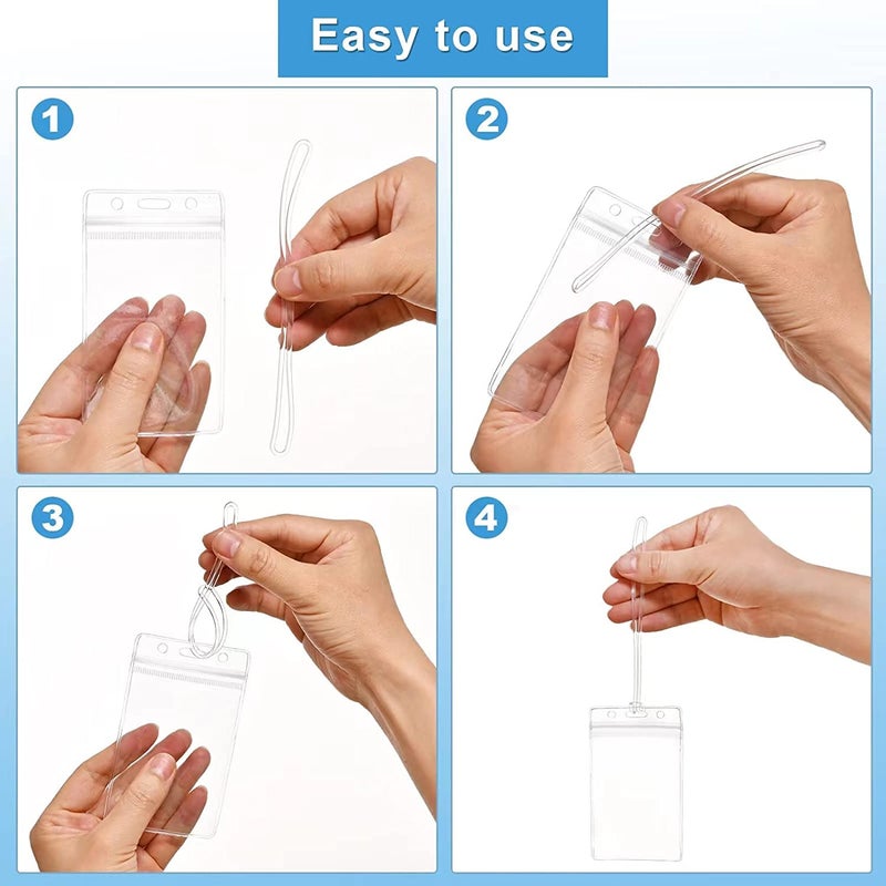 Kidultz (Set of 50) Clear Silicone Loop Bag Transparent ID Card Pouch with Luggage Tag Loop for Business Travel and Office Supplies, Easily Identification of Bags Available with Silicon Band - Image 2