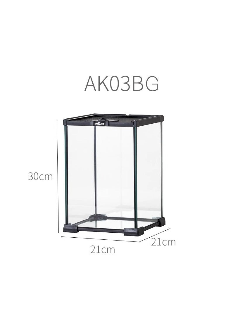 REPTIZOO REPTI ZOO Mini Reptile Glass Terrarium Tank, 21" x 21" x 30cm" Reptile Detachable Enclosure Habitat with Top Feeding and Screen Ventilation (AK03BG) - Image 3