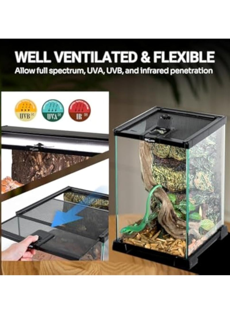 REPTIZOO REPTI ZOO Mini Reptile Glass Terrarium Tank, 21" x 21" x 30cm" Reptile Detachable Enclosure Habitat with Top Feeding and Screen Ventilation (AK03BG) - Image 4