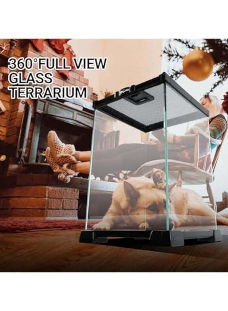 REPTIZOO REPTI ZOO Mini Reptile Glass Terrarium Tank, 21" x 21" x 30cm" Reptile Detachable Enclosure Habitat with Top Feeding and Screen Ventilation (AK03BG) - Image 5