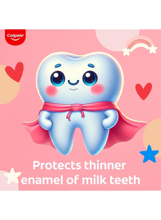 كولجيت معجون أسنان كولجيت للأطفال (3-5 سنوات)، بنكهة الفراولة الطبيعية، معجون أسنان يحمي من التسوس، خالي من النكهات الاصطناعية والمواد الحافظة والمحليات والألوان - أنبوب 80 جرام - Image 4