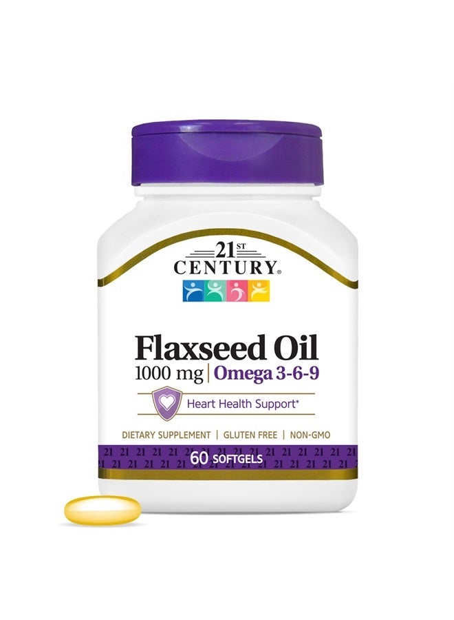21st Century Flaxseed Oil 1000 mg Softgels, 60 Count (22407) - Image 1