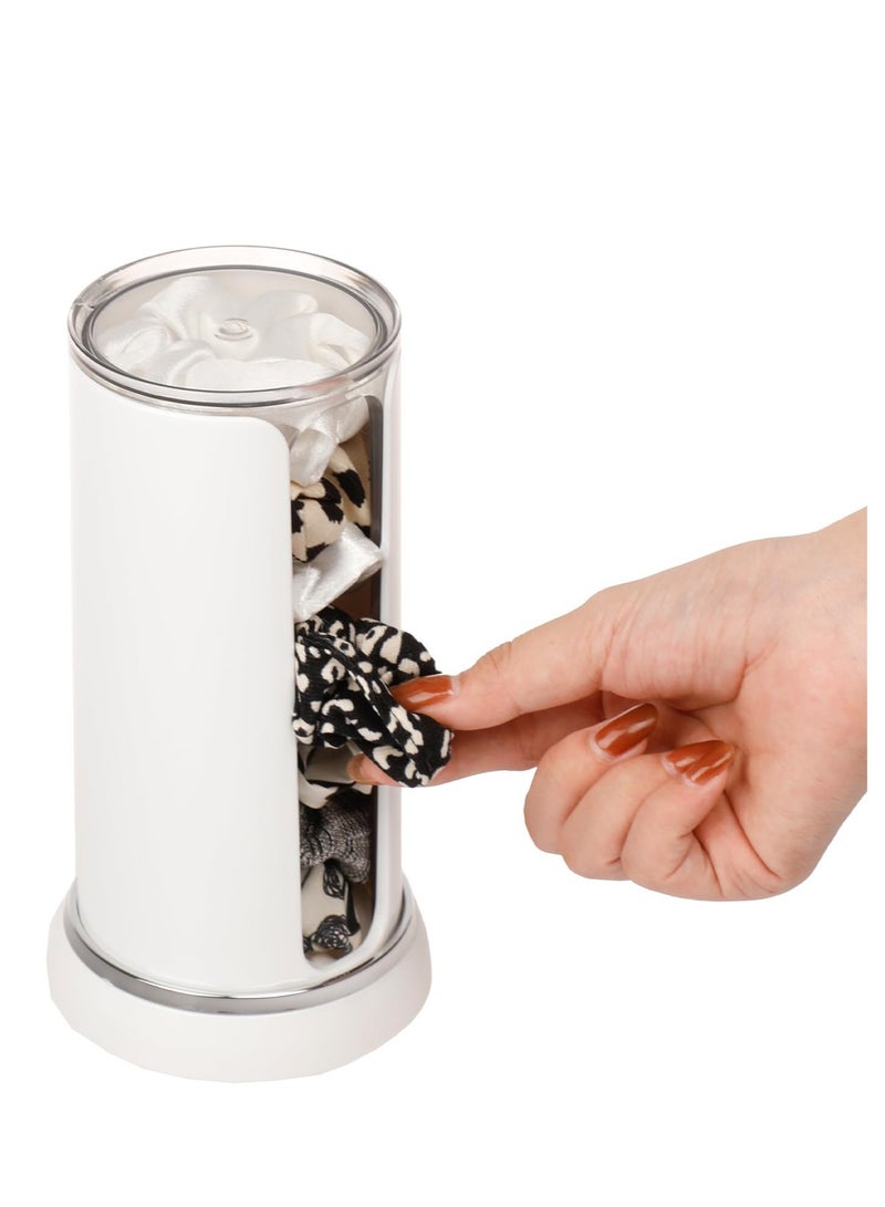 Excefore Plastic Portable Scrunchie Holder, Double Barrel Design Hair Tie Accessories Stand, Clear Scrunchie Holder Stand, Hair Ties Display Organizer, for Women Teen Girls (White) - Image 1