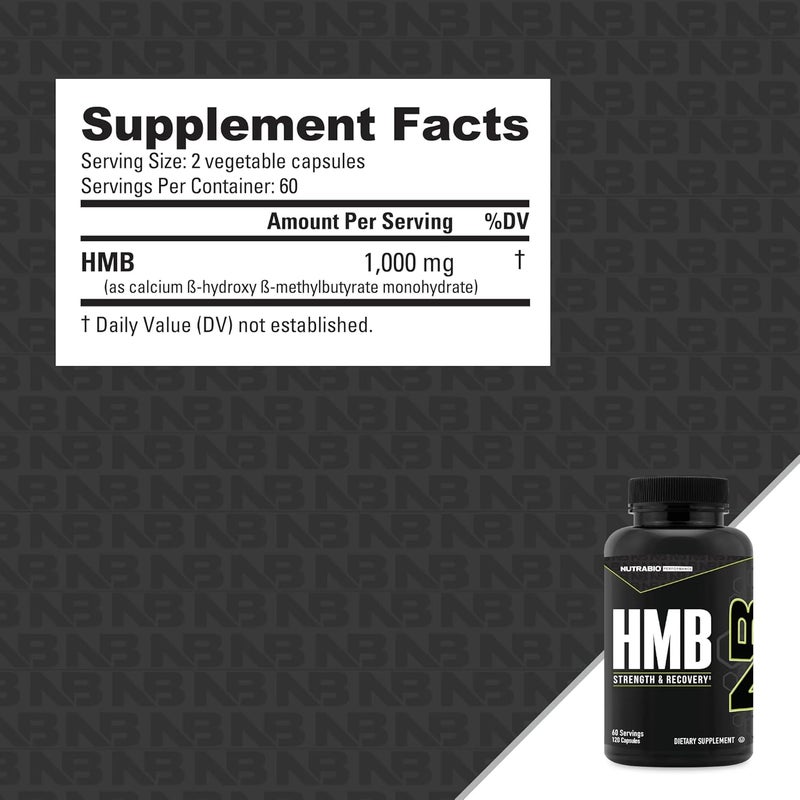 NutraBio HMB Supplement Amino Acid Hmb HMB Supplements for Men HMB 1000mg 120 Capsules - Image 3