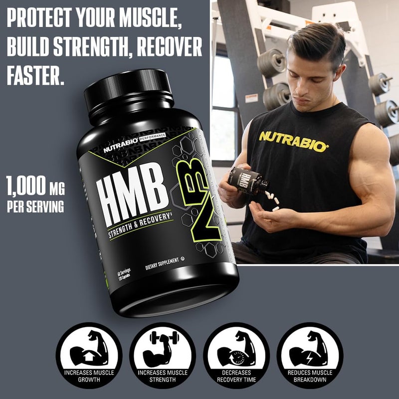 NutraBio HMB Supplement Amino Acid Hmb HMB Supplements for Men HMB 1000mg 120 Capsules - Image 2