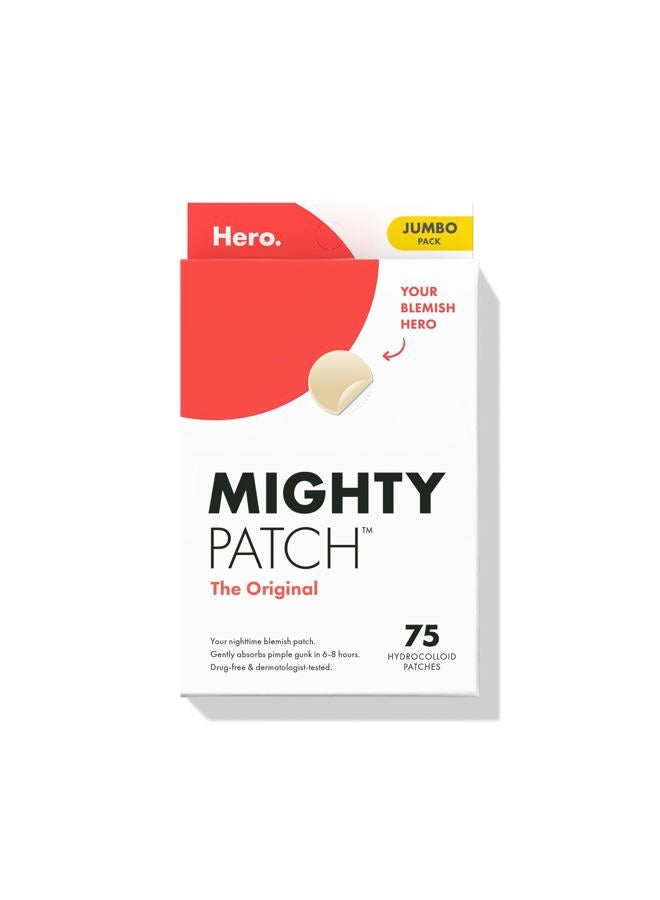 Mighty Patch Original Patch from Hero Cosmetics - #1 Hydrocolloid Acne Pimple Patches for Face, Shrinking Zits & Whiteheads in 1 Use, Nighttime Spot Pimple Stickers for Face, 75 Count - Image 1