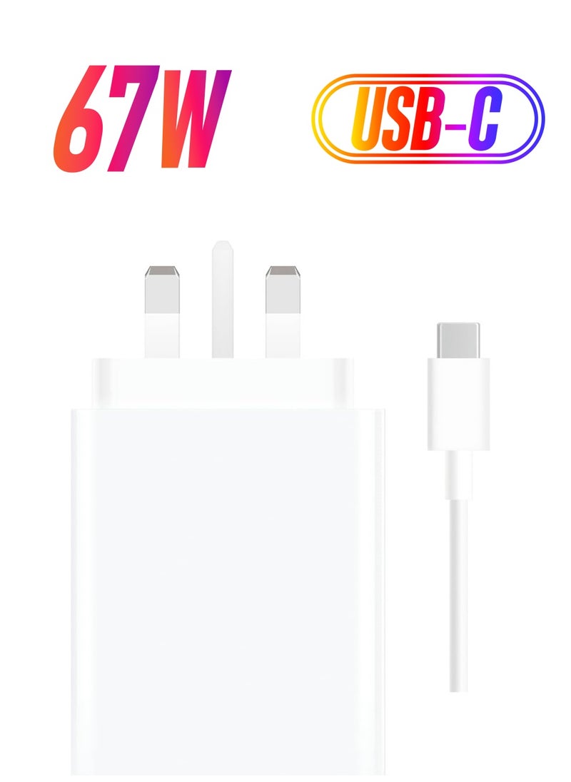Generic NEW 67W Fast Charging Power Adapter for Xiaomi Mi 12/13T, Mi 9T Pro, Poco, Black Shark 5, Mi 13/12T/11T/10T Pro, Note 11 Pro 5G & More (White)  - Image 1