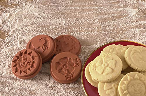 JBK Pottery Terra Cotta Cookie Stamps for Baking, Oven & Dishwasher Safe - Cookie Cutter, Molder, Stamper Press, Ideal for Cookies, Polvoron, Pastry, Shortbread, Butter Maker - Sky 2, Set of 3 Designs - Image 2