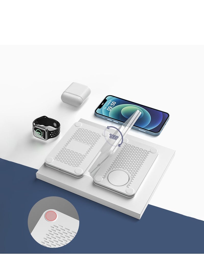 KASTWAVE 3 in 1 Wireless Charging Station, Foldable Travel Wireless Charger for iPhone Series, Mag-Safe Charger Stand for iWatch Series, Apple Charging Station for AirPods - Image 5