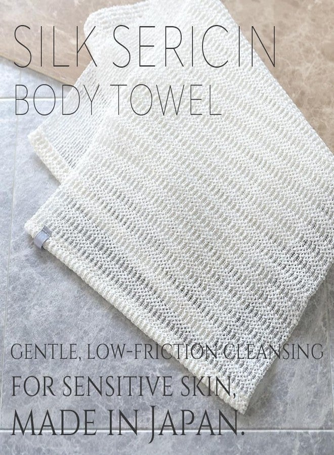 aisen Japan - Japanese Silk Sericin Body Towel, Made in Japan Exfoliating Washcloth for Sensitive Skin, Gentle Cleansing Nylon Bath Towel, Moisturizing Sericin Protein, Soft Body Scrubber - Image 3