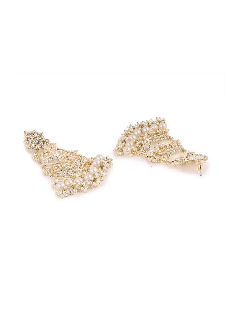 Priyaasi Kundan Stone Studded  Beaded Contemporary Chandbalis