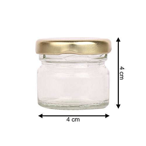 Pure Source India Empty Refillable Multipurpose Cosmetic Glass Pot Mason Jar with Gold Lid for Body Cream for home Beauty Parlor Etc. (31 ML Glass Jar) Set Of 12 PCS - Image 2