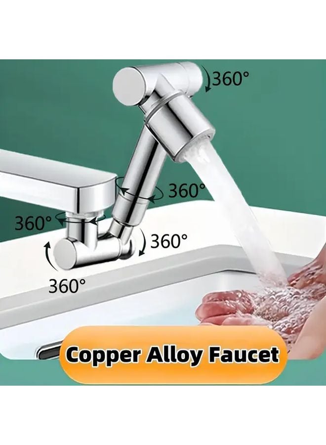 Retractable Faucet Extender With Robotic Arm 1440 Rotation Crystal Silver 2 Spray Modes - Image 1