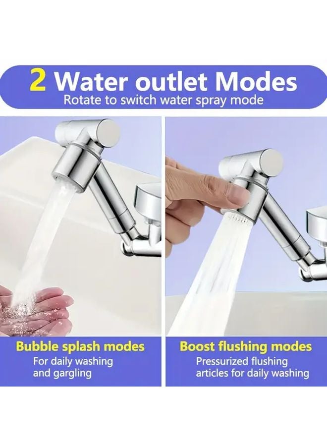 Retractable Faucet Extender With Robotic Arm 1440 Rotation Crystal Silver 2 Spray Modes - Image 5