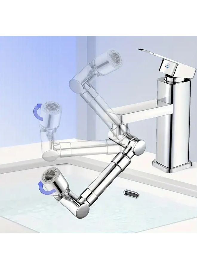 Retractable Faucet Extender With Robotic Arm 1440 Rotation Crystal Silver 2 Spray Modes - Image 2