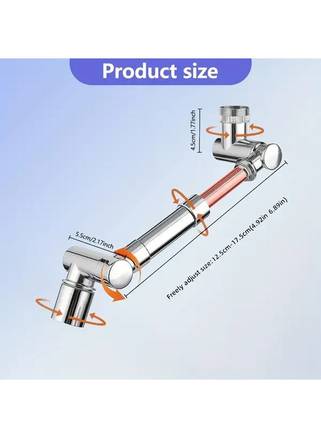 Retractable Faucet Extender With Robotic Arm 1440 Rotation Crystal Silver 2 Spray Modes - Image 4