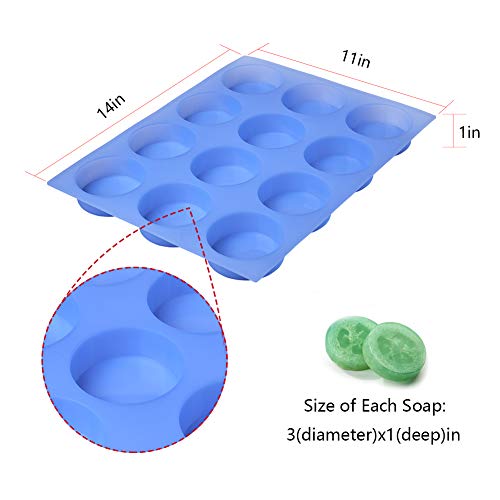Jet Lag Big Round Silicone Soap Mold - 4oz, 3'' Round, Thick Individual Loofah Soap Molds with Uniform Big Size and Ease of Use - 14" x 11" - Image 3