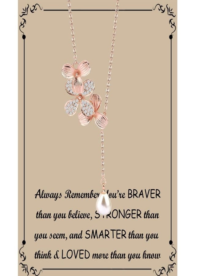 BNQL Orchid Flower Necklace Bracelet with Teardrop Pearl Wedding Jewelry Bridesmaids Gifts (Orchid Flower Necklace Card) - Image 2