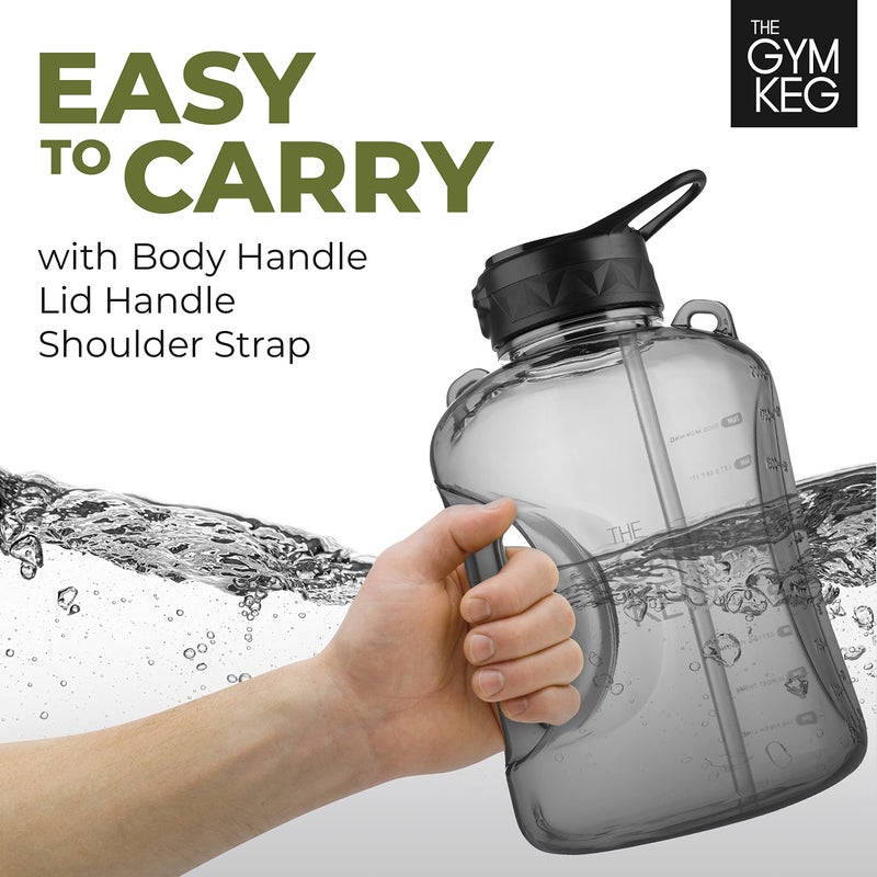 THE GYM KEG 74oz Half Gallon Water Bottle | Gym Bottle with Straw Lid, Carry Strap & Motivational Time Markings - Image 4