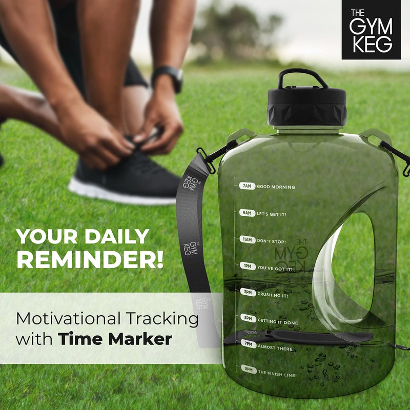 THE GYM KEG 74oz Half Gallon Water Bottle | Gym Bottle with Straw Lid, Carry Strap & Motivational Time Markings - Image 5
