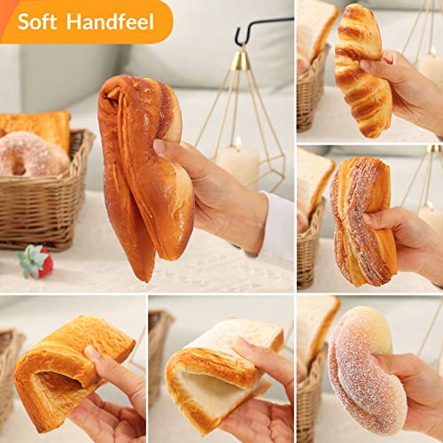 Joeabor 8pcs Artificial Bread Set, Realistic Fake Food for Display, Fake Bread for Decoration, Faux Food Props for Staging, Includes Faux Croissant, Dessert, Loaves - Image 4